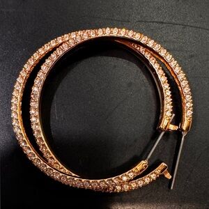 Swarovski Stone Crystal Earrings Hoop Earrings - Rose Gold Tone